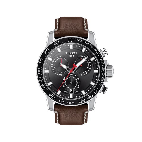 圖片 原廠代理店TISSOT SUPERSPORT CHRONO 大錶徑計時手錶 T125.617.16.051.01 銀殼 黑底咖皮