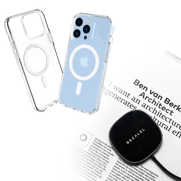 Futura S MagSafe 磁吸無線快充充電盤 + iPhone13系列 MagSafe 抗菌透明保護殼