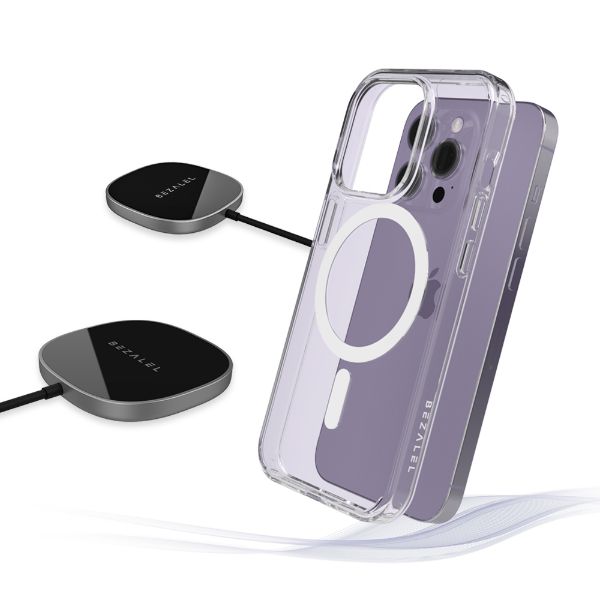 Futura S MagSafe 磁吸無線快充充電盤 + iPhone14系列 MagSafe 抗菌透明保護殼