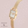 圖片 Olivia Burton OB16MC66 方形金色殼帶白貝蜜蜂面米蘭帶腕錶 手錶生日禮物情人節禮物