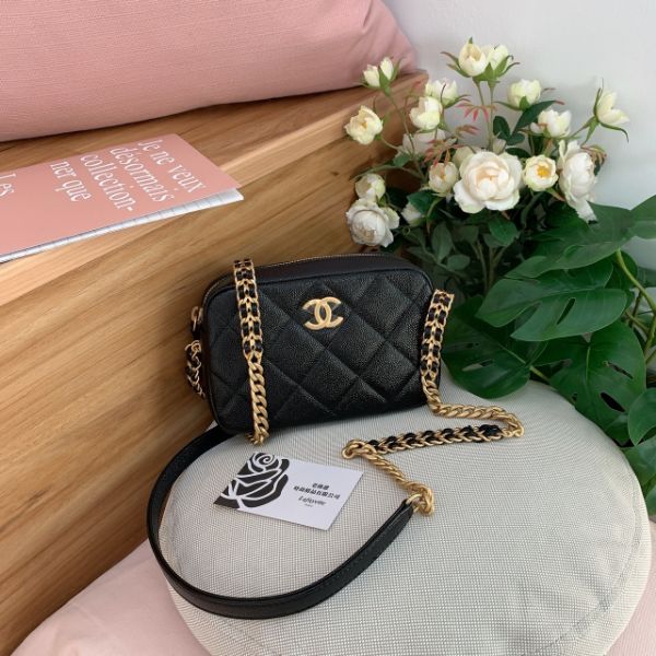 圖片 CHANEL 幻彩粒紋牛皮 新款拼接鍊相機包