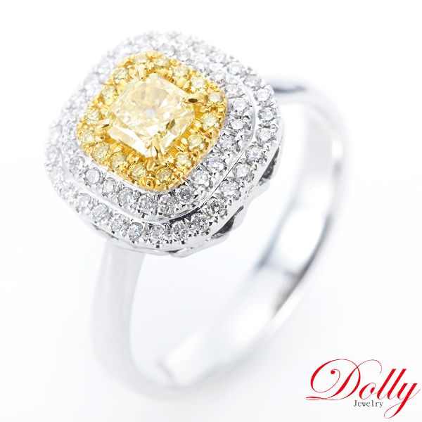 圖片  GIA 18K金天然黃彩鑽Fancy Yellow 0.50克拉鑽石戒指