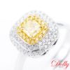 圖片  GIA 18K金天然黃彩鑽Fancy Yellow 0.50克拉鑽石戒指