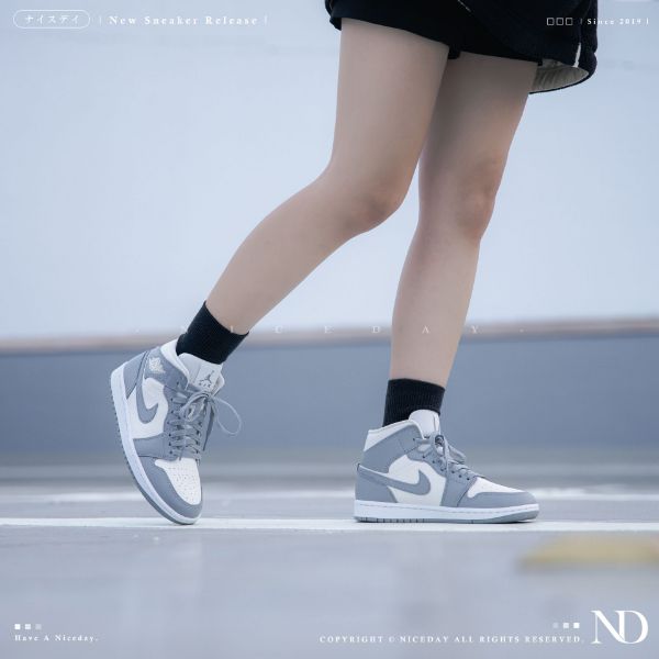 圖片 NICEDAY 現貨 Nike Air Jordan 1 Mid Grey Sail 灰白 女款 BQ6472 115