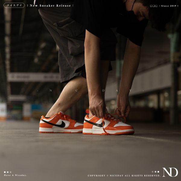 圖片 NICEDAY 代購 Nike Dunk Low 扣碎 橘黑 漆皮 DJ9955 800