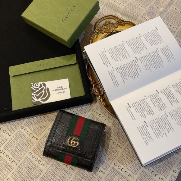 圖片 GUCCI GG 6卡黑色皮革款中夾