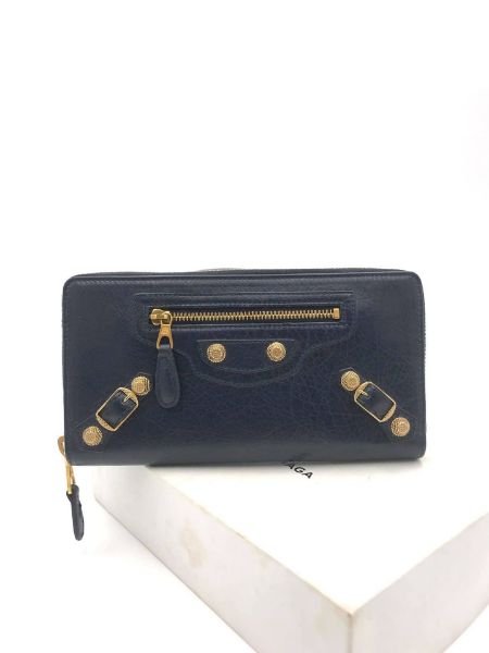 圖片 Balenciaga 253053 金釦小羊皮拉鍊長夾/錢包 午夜藍色