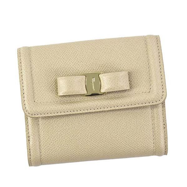 圖片 Salvatore Ferragamo 女用雙按釦淺米色短夾(有零錢袋) 22C911673753 MACADAMIA