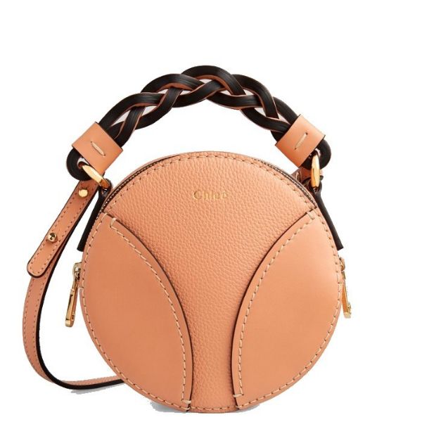 圖片 CHLOE 粒面閃亮小牛皮 Mini Daria粉橘色圓形包 C21SP200C62/6I1