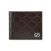 圖片 GUCCI 真皮雙G銀色logo 經典深棕色GG壓紋 八卡短夾 男夾 473916CWC1N