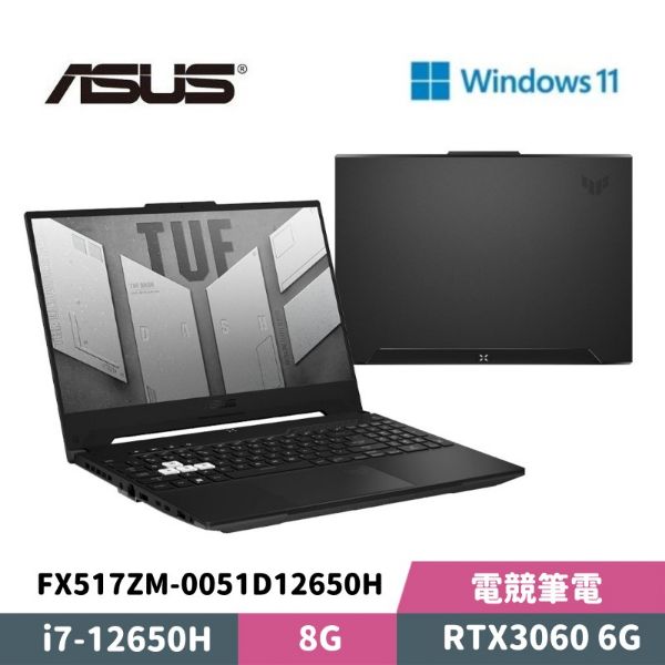 圖片 ASUS 華碩 TUF DASH F15 FX517ZM-0051D12650H 15.6吋 電競筆電