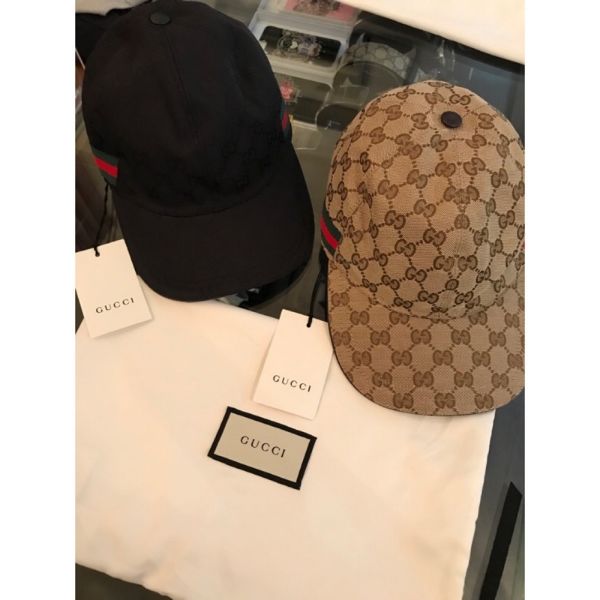 圖片 Gucci 滿版黑色 卡其色 超流行 棒球帽 老帽