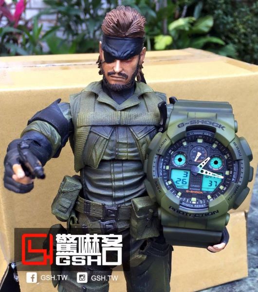 圖片 G-SHOCK 軍事風迷彩運動錶 - 煙霧 綠 迷彩 GA-100MM-3A