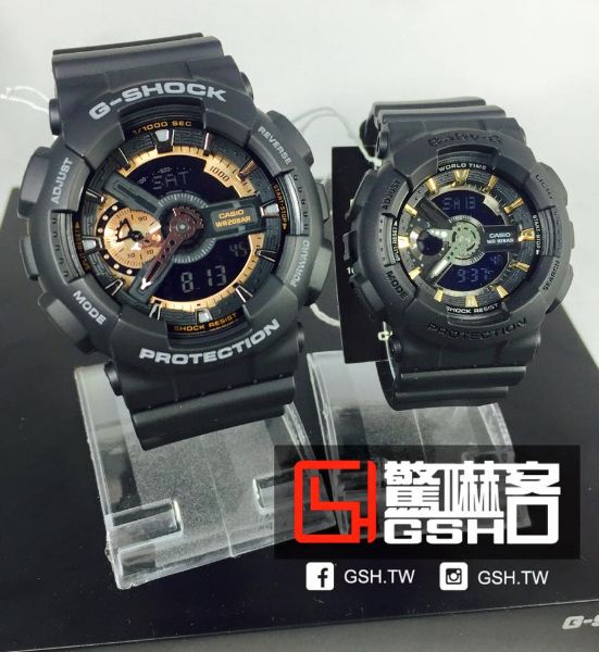 圖片 G-SHOCK x BABY-G 甜美系列 黑X玫瑰金 情人對錶