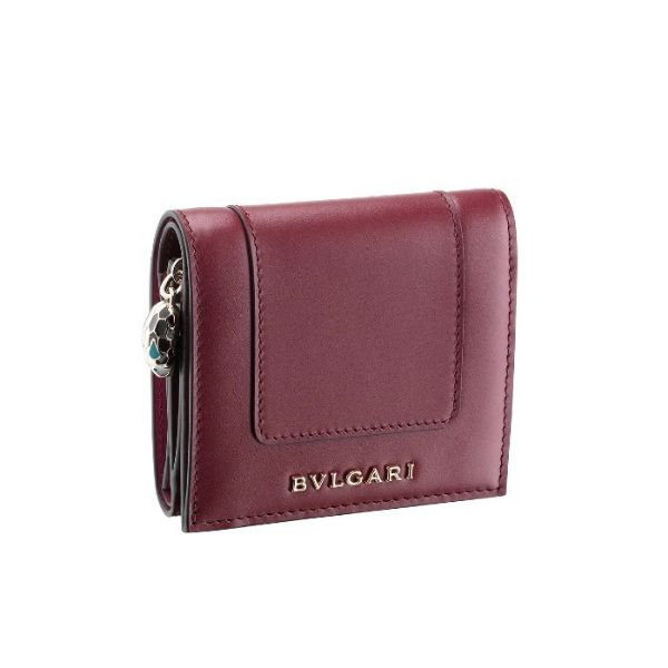 圖片 BVLGARI 寶格麗 SERPENTI FOREVER 酒紅色短夾 288036 