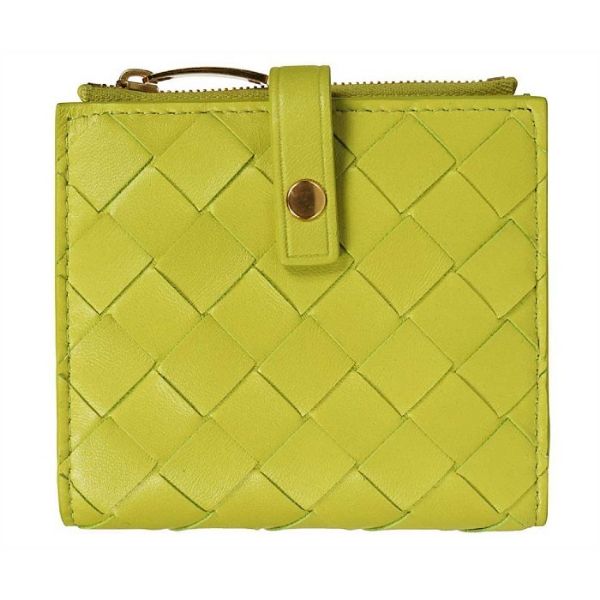 圖片 BOTTEGA VENETA BV 女款綠色按扣對折短夾 含拉鍊零錢袋  2600270VCPP3