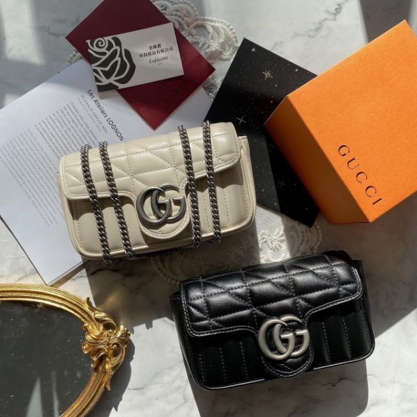 圖片 GUCCI Marmont Super Mini 16cm 絎縫側肩背包