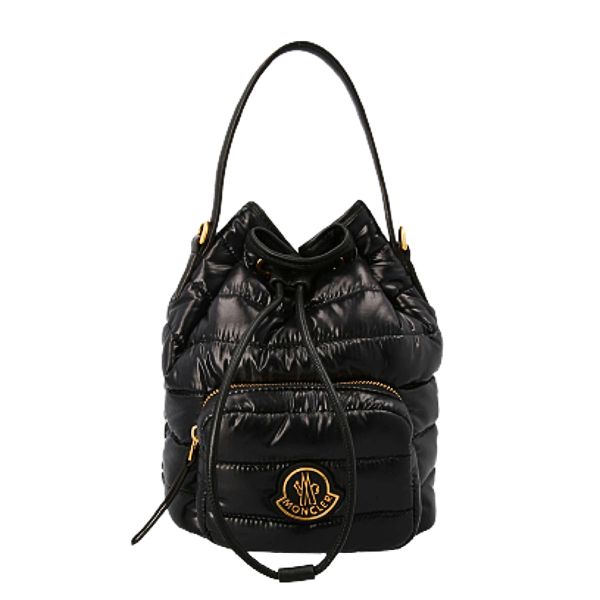 圖片 MONCLER KILIA SMALL 金色金屬LOGO 尼龍水桶包 黑色  5L00004M2176 999BLACK
