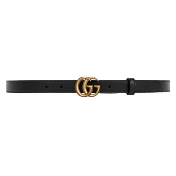 圖片 GUCCI 女款 經典雙G搭扣皮革 黑色皮帶  409417 AP00T 1000