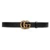 圖片 GUCCI 經典雙G扣滑面皮帶 黑色 80公分  414516AP00T1000