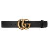 圖片 GUCCI 經典雙G扣 復古黃銅搭扣光面皮帶 黑色  400593 AP00t 1000