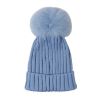 圖片 MONCLER 保證真品 基本款淺藍色頭頂毛球毛帽  3B70201 A9327714