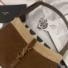 圖片 SAINT LAURENT LE 5 À 7 咖色絨面羊毛皮 Hobo Bag