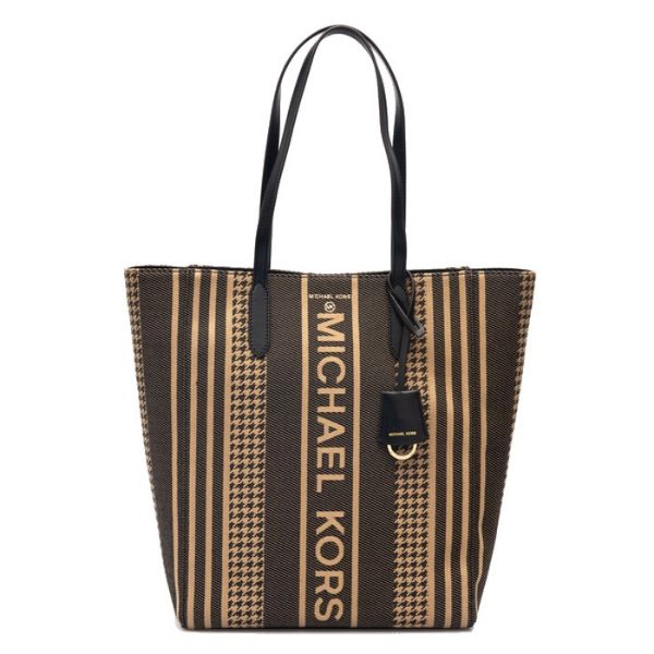 圖片 MICHAEL KORS MK 條紋棕色托特包/手提包  30F1G5ST9J