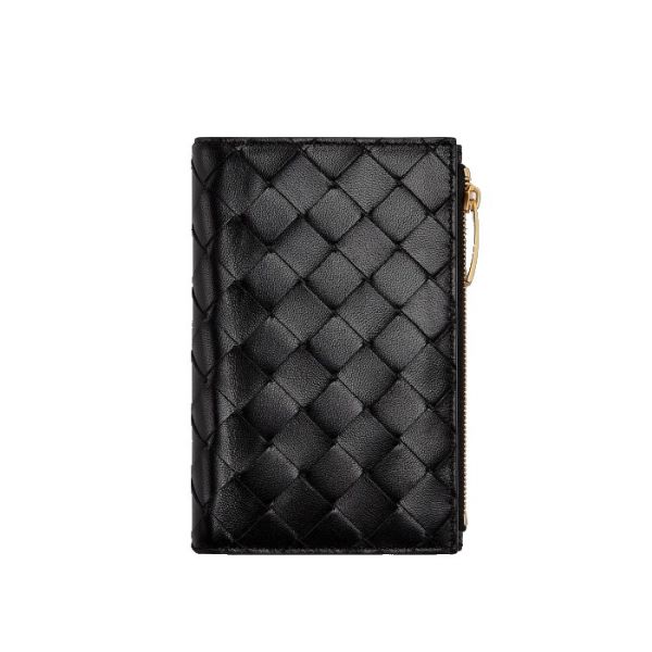 圖片 BOTTEGA VENETA BV 女款按扣對折短夾 含拉鍊零錢袋 黑色 667468 VCPP2 8425
