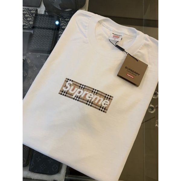 圖片 Supreme x burberry 聯名款 經典字母Logo格紋設計 BoxLogo T短袖T恤