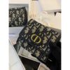 圖片 Dior 迪奧 經典 老花 蒙田 馬鞍系列 深藍、灰色 三折 女生短夾