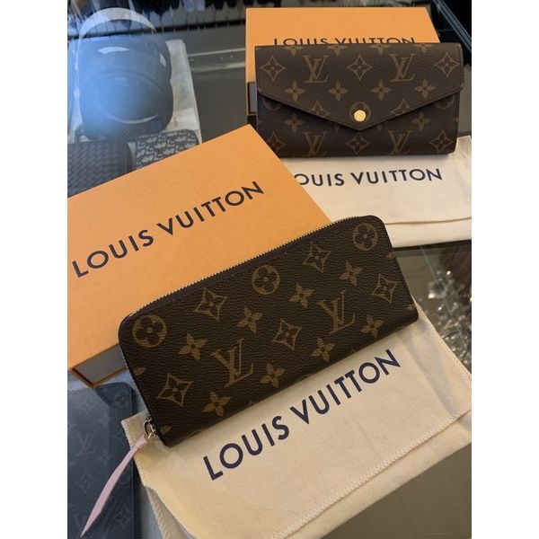 圖片 Louis Vuitton LV 經典 粉紅色、咖啡色老花 拉鍊、扣子長夾