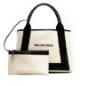 圖片 Balenciaga 339933 S 經典黑白配色徽標帆布 手提托特包