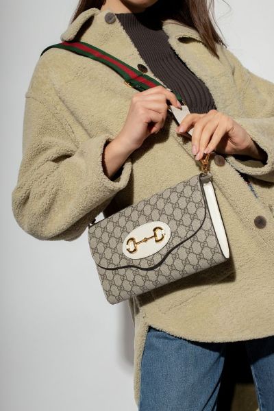 圖片 Gucci 677286 馬銜釦雙肩帶1955小型包 白色
