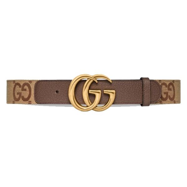 圖片 GUCCI 經典雙G扣皮帶壓紋棕色皮革 90CM  400593UQLAC.2572