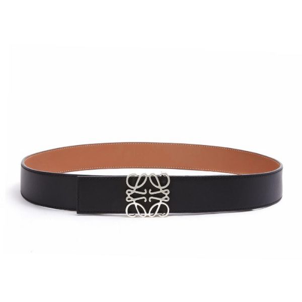 圖片 LOEWE Anagram 光滑小牛皮腰帶 銀色扣環 可兩面穿戴 黑色/棕色 85公分   51501/0101555