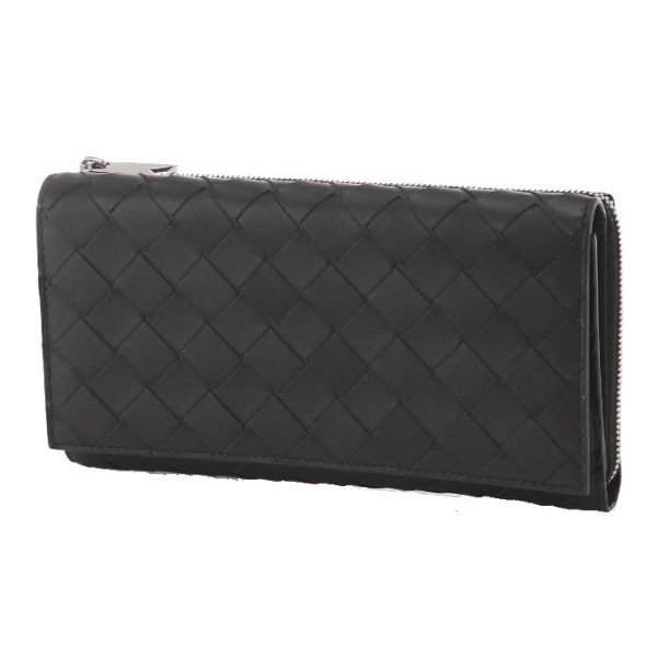 圖片 BOTTEGA VENETA BV 經典黑色長夾 內有金屬拉鍊零錢袋  689975VCPQ3 8803