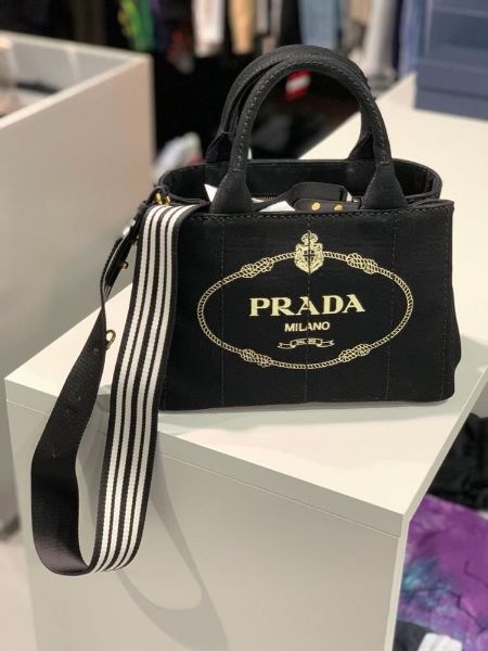 圖片 Prada 1BG439 小款厚帆布托特兩用色 黑色