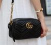 圖片 Gucci 447632 GG Marmont 中款立體浮雕山型紋相機包 黑色