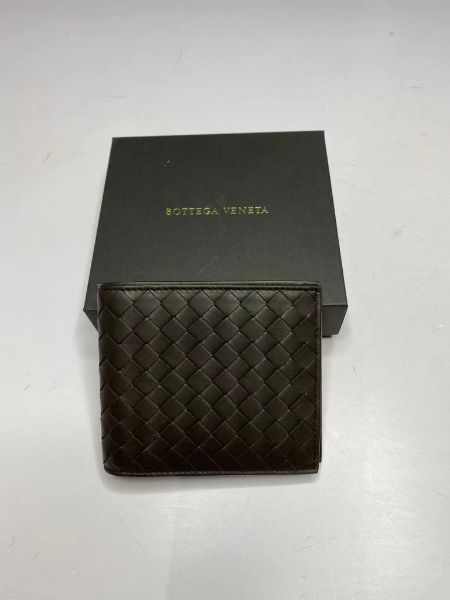 圖片 Bottega Veneta 196207 編織皮革雙折短夾錢包 黑色
