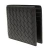 圖片 Bottega Veneta 196207 編織皮革雙折短夾錢包 黑色