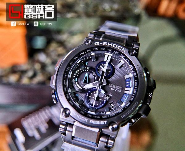 圖片 G-SHOCK MTG-B1000BD-1A 黑X藍 複合式錶帶 太陽能 . 電波 .藍芽 . 藍寶石鏡面