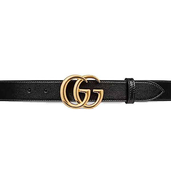圖片 GUCCI 經典亮面雙G扣頭 滑面皮帶 黑色100公分    4145160YA0G 1000