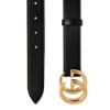 圖片 GUCCI 經典亮面雙G扣頭 滑面皮帶 黑色100公分    4145160YA0G 1000