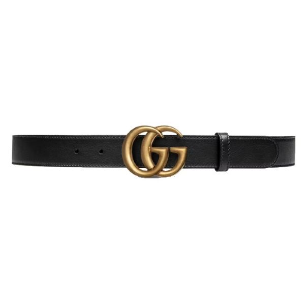 圖片 GUCCI 經典雙G扣滑面皮帶 黑色 105公分  414516AP00T1000