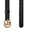 圖片 GUCCI 經典雙G扣滑面皮帶 黑色 105公分  414516AP00T1000