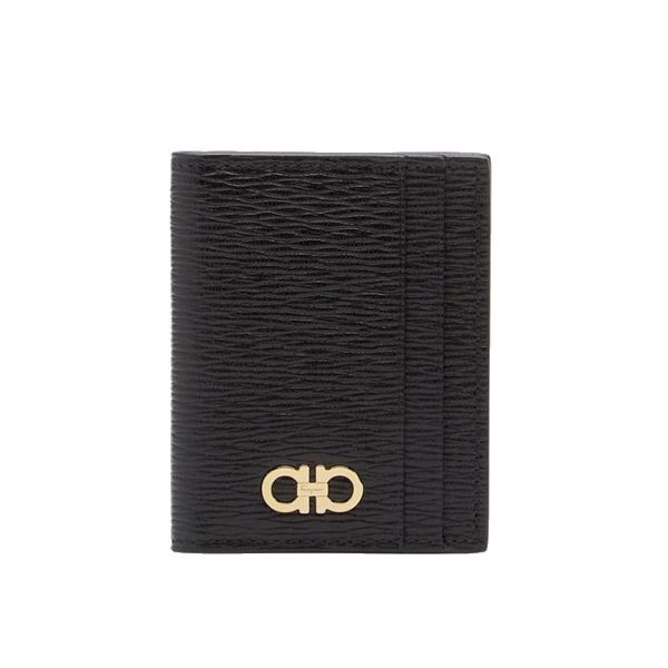 圖片 Salvatore Ferragamo GANCINI 男款小牛皮卡夾 黑色  660371/741376