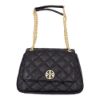 圖片 TORY BURCH Willa 格紋金色金屬LOGO斜背包 黑色 87863 001