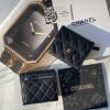 圖片 CHANEL COCO 菱格紋荔枝牛皮三折短夾