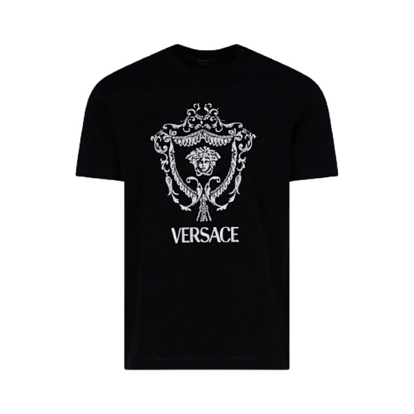 圖片  VERSACE 男款 胸口白色圖案T恤 黑色 M號  10056841A03990 1B000